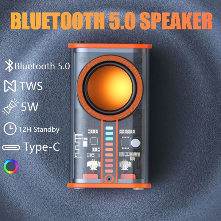 Speaker Bluetooth Mini Portable Soundbar RGB LED Light 360° Stereo ...