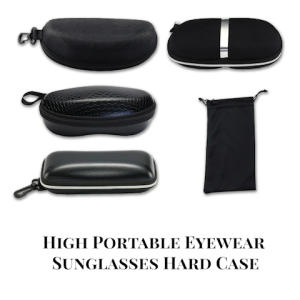 evo High Portable Eyewear Sunglasses Oval Rectangle Leather Hard Case Box Glasses Zipper Pouch Bag (per pc)