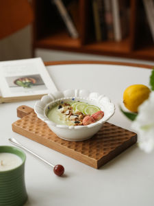 April French Vintage Ceramic Bowl Home Use 2025 New Salad Bowl Breakfast Bowl Rice Bowl High Aesthetic Pleasing Bowl