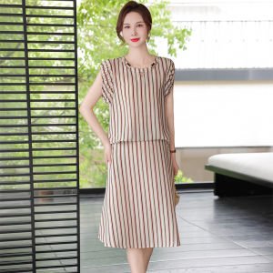 Striped Loose Slimming Two-Piece Outfit
