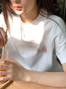 NIHAOKANONG | Áo Thun Tay Ngắn In Họa Tiết Dễ Thương Cho Nữ