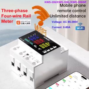 KWS-306 Electricity Meter AC 85-290V Color Screen Smart Digital Meters DIN Rail 3 Phase 4 Wire Voltage Energy Meter Power Meter