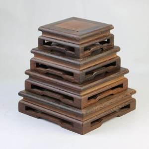 Redwood Rectangle Base Flower Pot Vase Tea Cup Buddhist Statue Carved Wood Sculpture Home Decorations Modern Simplicity