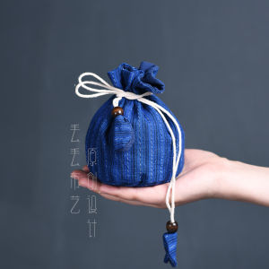 Round Bottom Drawstring Drawstring Top Storage Bag Wenwan Jewelry Buddha Beads Bag Master Tea Cup Tea Pot Portable Small Cloth Bag Handmade