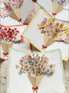 3D Pop-up bouquet greeting card Rose creative card Couple friend birthday Thank you blessing