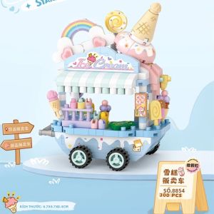 Bộ Đồ Chơi Lắp Ghép Kiến Trúc Tự Làm - Mô Hình Phố Cổ Quán Cà Phê Xe Bán Kem & Nhà Hàng Gạch Cổ Điển Dành Cho Bé Gái Đồ Chơi Trẻ Em