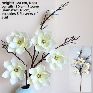 High-End Large Magnolia Artificial Flowers Dried Flowers Living Room Floor Standing Flower Simulation Flower Vase Decoration Floral Arrangement