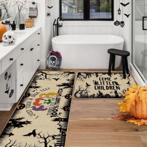 Bộ Thảm Nhà Bếp Halloween VIKAMA Họa Tiết Phù Thủy Dơi Câu Nói Hài Hước Thảm Trải Sàn Hình Phù Thủy Thảm Lối Vào Trang Trí Nhà Cửa Ngày Lễ Nghệ Thuật Thẩm Mỹ Chất Liệu Polyester Cao Cấp 100%
