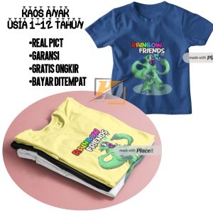 Baju Kaos Anak gambar Rainbow Friends Roblox Game t-shirt atasan Kids laki laki perempuan Rainbow Ruby