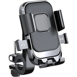 One-Handed Operation One Touch Lock Motorcycle Bike Phone Mount Anti-Vibration 360 Adjustable Handlebar Cell Phone Holder