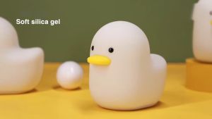 Rechargeable DUCK Led Night Light Lamp Cartoon Silicone Patting Switch Children Nightlight Kid Bedroom Decoration Gift