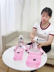 Q 1Pcs Adjustable Strap Mesh Water Bottle Bag With Anti-Drop Design – Portable Cup Holder For Kids & Adults Outdoor Adventures