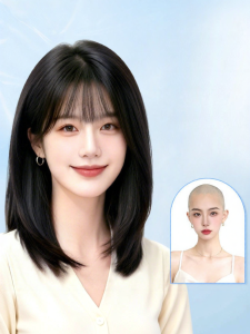 REAL ME | Tóc Giả Ngắn Cạo Đầu Bằng Tóc Người Thật Tự Nhiên Có Mái Thiết Kế Thoáng Khí Mùa Hè Cho Nữ Giới Rụng Tóc 150ml