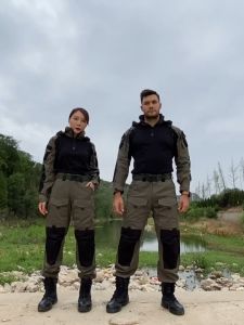 ชุดเครื่องแบบยุทธวิธีสำหรับผู้ชายชุดเสื้อกางเกงคาร์โก้เสื้อเชิ้ตสีเขียวเสื้อผ้าทำงาน