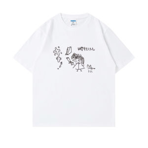 Áo Thun Tay Ngắn Cổ Tròn Phong Cách Hàn Quốc Rộng Rãi Bằng Cotton Mùa Hè in Họa Tiết Hoạt Hình Dành Cho Nam Và Nữ