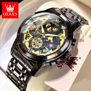 OLEVS Jam Tangan Pria Dewasa Anti Air Terbaru Keren Besi Tahan Karat Import Kronograf Multifungsi Luxury Kuarsa Jam Tangan Cowok