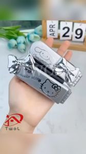TWOL 1pc Kuromi Hair Comb Brush with DIY Sticker Portable Melody Brush with Mirror Folding Airbag Comb