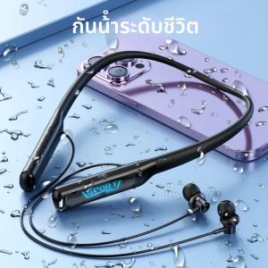 หูฟังไร้สายบลูทูธแบบคล้องคอหูฟังชนิดใส่ในหูพร้อมไมโครโฟนอายุการใช้งานแบตเตอรี่ยาวนานสําหรับชุดหูฟังเสียงคุณภาพสูงกีฬา
