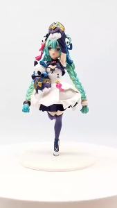 Bandai | Hatsune Miku Desktop Cute Action Figure 18cm Neko T-Shirt Ver. Anime Figurine Kawaii Girl Model Toy Gift