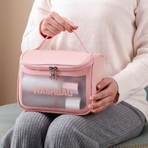 Harga Grosir - Tas Washbag Transparan Besar / Tas Kosmetik Transparan / Tas Kosmetik Waterproof