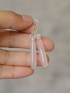 Natural Agate White Agate Waterdrop Bamboo Node Earrings Womens Pure Silver Allergy Free High-End Ancient Style Ear Jewelry