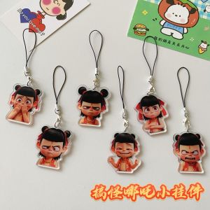 Nezha 2 devil children play with the sea tide mobile phone rope homemade backpack keychain pendant gift collection for friends