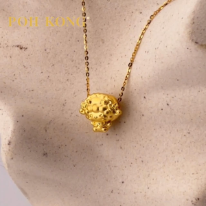 POH KONG 999/24K Yellow Gold Wink Goat Zodiac Charm Pendant