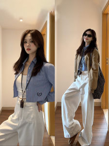 Loose Wide Leg Denim Jeans Womens High Waist Drapey Comfortable Spring Autumn Long Trousers Hong Kong Style Lazy Relaxing Feeling