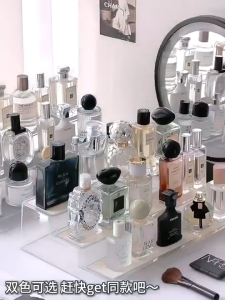Scalable Perfume Organizer Transparent 3-layer Ladder Acrylic Perfume Display Rack Dressing Table Makeup Organizer Ins Lipstick Cosmetics Organizer