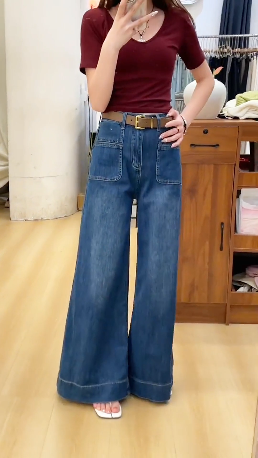 JUMBO SIZE S-5XL New Celana jeans panjang wanita baggy jeans Biru dark korea style premium jeans Highwaist