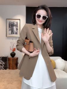 YUFUQING | Elegant Professional Womens Suit Jacket Spring Commute Luxury Style Long Sleeve Cardigan Polyester Fiber Apple Shape Fit