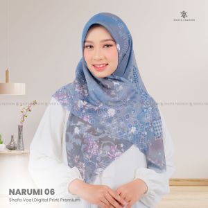 Shofa fashion-NARUMI Series Hijab segi empat voal motip sublime packing ziperlock