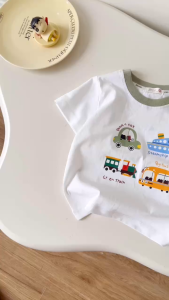 Áo thun áo tay ngắn chất thun cotton họa tiết Travel vui tươi bé trai size 9tới 28kg BERNIE T1025B70