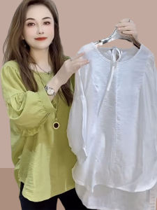 Áo Sơ Mi Chiffon Dáng Rộng Mùa Hè 2025 Mới Cho Nữ Che Bụng Thời Trang Áo Lót Thường Ngày Chất Liệu Polyester Dài Tay Thường