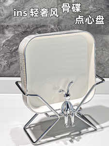 Luxurious Cream Style Bone Dish Home Use Bone Plate Nordic Style Square Ceramic Bone Tray Dessert Plate Dining Table Trash Bone Plate