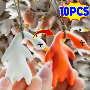 10PCS Color Change Duck Pendant UV Light-Sensitive Swing Roast Duck Car Hanging Decor Auto Rear View Mirror Decoration Accessories