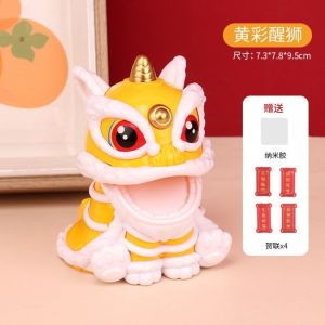 New Solar Powered Lion Decoration Wealth Attracting Office Opening Home Decor Gift Traditional Chinese Style Artistic Ornament