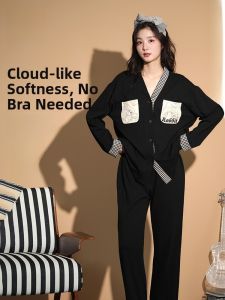 MiiOW | Pure Cotton Breathable Womens Sleepwear Set With Chest Pad Home Leisure Comfortable Long Sleeve Soft Fabric Autumn Collection