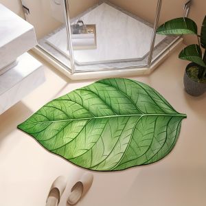 VIKAMA Leaf Shaped Anti Slip Bathroom Mat Water Absorbent Quick Drying Non Slip Rug Suitable For Bathrooms Home Decoration