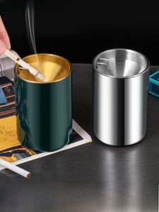 Stainless Steel Ashtray Creative Drip Funnel Anti- Wind Home Use with Lid for Living Room Bedroom Anti-Fall Ashtray