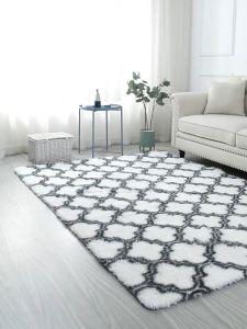 L/XL/XXL Karpet Bulu Lembut Super Soft Fluffy Plush Carpet New Geometric Pattern Velvet Floor Mat Carpet Anti Slip Door Mat for Bedroom Living Room Sofa Mat Tatami Decor Rugs