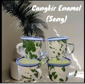 Mug Enamel Mug Seng Cangkir Tutup Blirik. 1Pcs