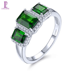 Lohaspie Jewelry Nhẫn Carat 1.8 Chính Hãng Nhẫn Diopside Chrome Tự Nhiên Giảm Giá Chính Hãng 925 Bạc Nhẫn Đá Quý Cắt Màu Xanh Lá Cây Cho Trang Sức Nữ