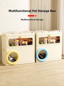 2-Level Semi-Enclosed Cat House With Scratch Pad And Storage