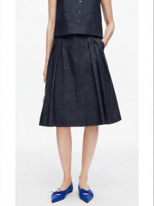 Retro Linen Blend A-Line Flared Skirt