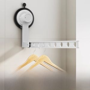 Powerful Suction Foldable Clothes Drying Rack Travel Windowledge Laundry Pole Bathroom Balcony Clothes Airer Space Aluminum