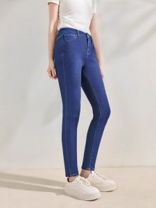 Spring Summer Thin Slimming Pencil Jeans Womens Bottoming Pants Elastic Tight Fit Casual Cotton Stretch Denim Skinnies