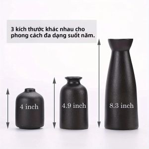 Bộ 3 Bình Gốm Sứ Hiện Đại Phong Cách Bohemian Nông Trại Bình Hoa Trang Trí Cho Hoa Cỏ Lau Và Hoa Khô Trang Trí Nhà Cửa