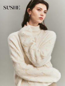 SUSHE | Alpaca Blended Jacquard High Collar Pullover Sweater