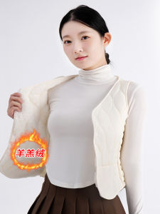 Womens Fleece Lined Short Vest Thickened Autumn Winter Fashion Polar Fleece Shoulder Pad Versatile Mini Cotton Jacket